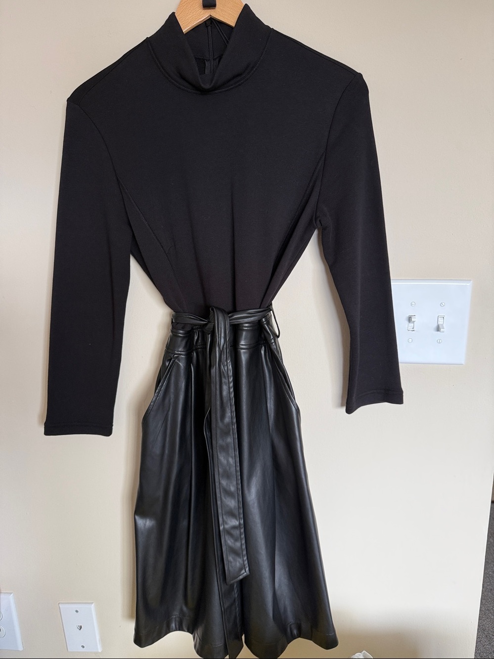 Marella Jersey/Leather Black Dress
